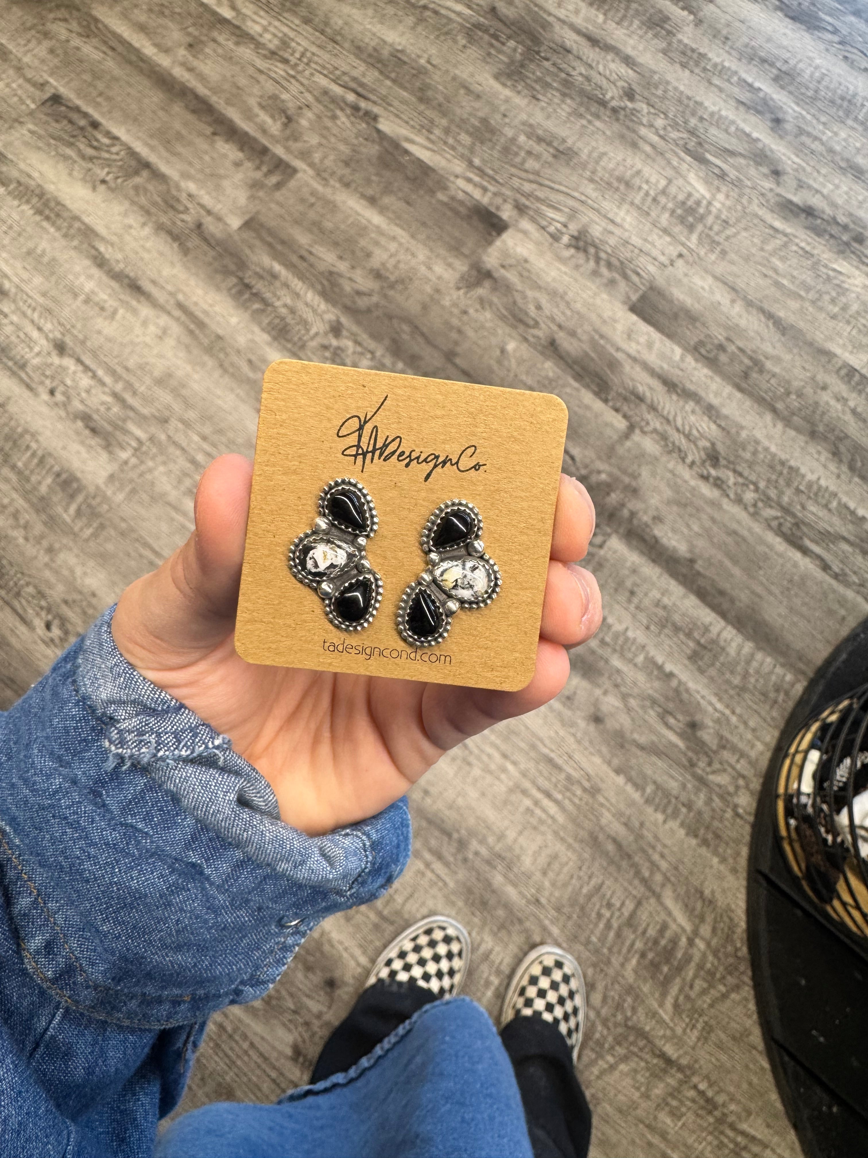 White Buffalo Onyx Cluster Studs